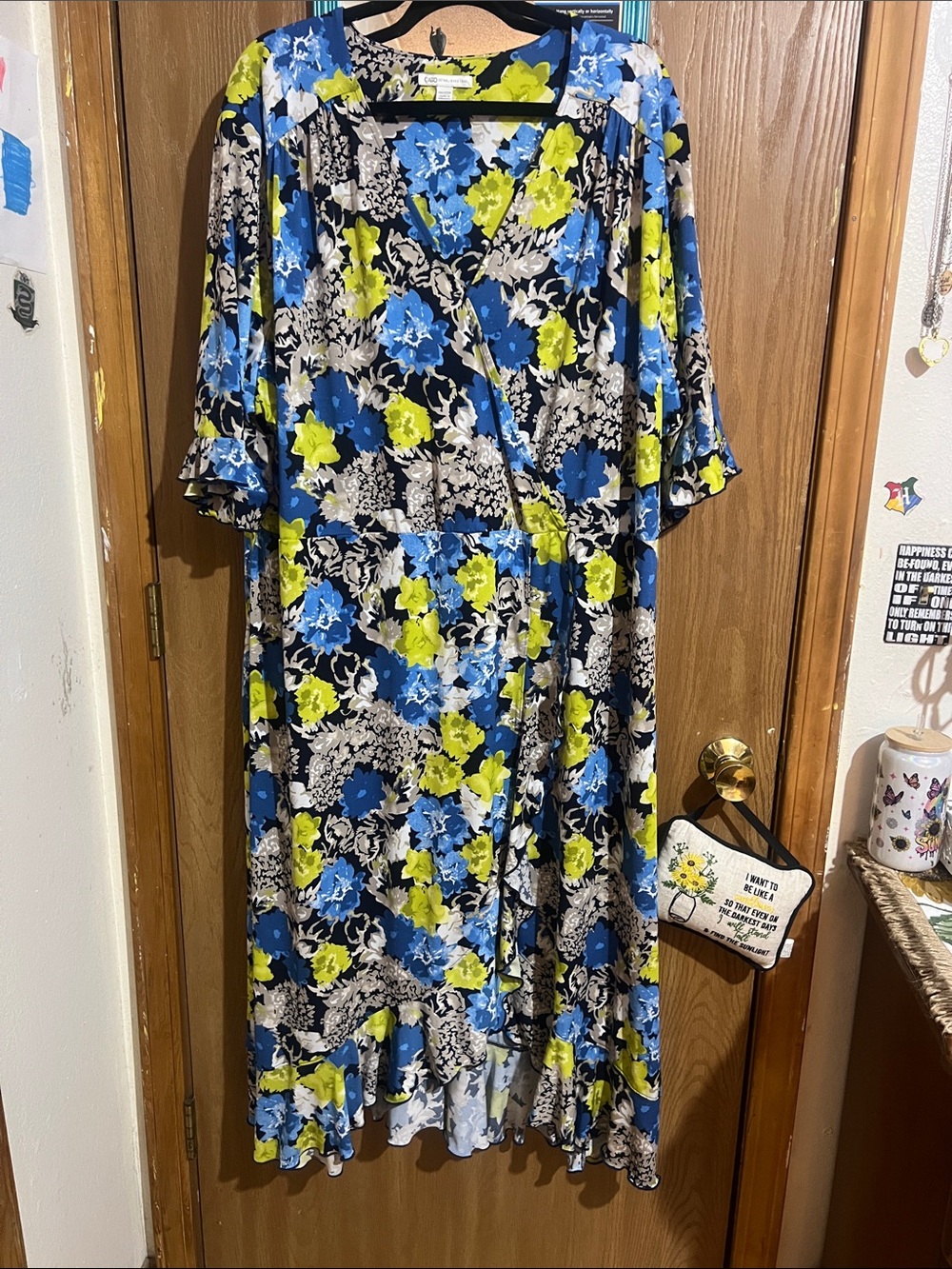 Cato Blue, Lime & Black Floral Dress